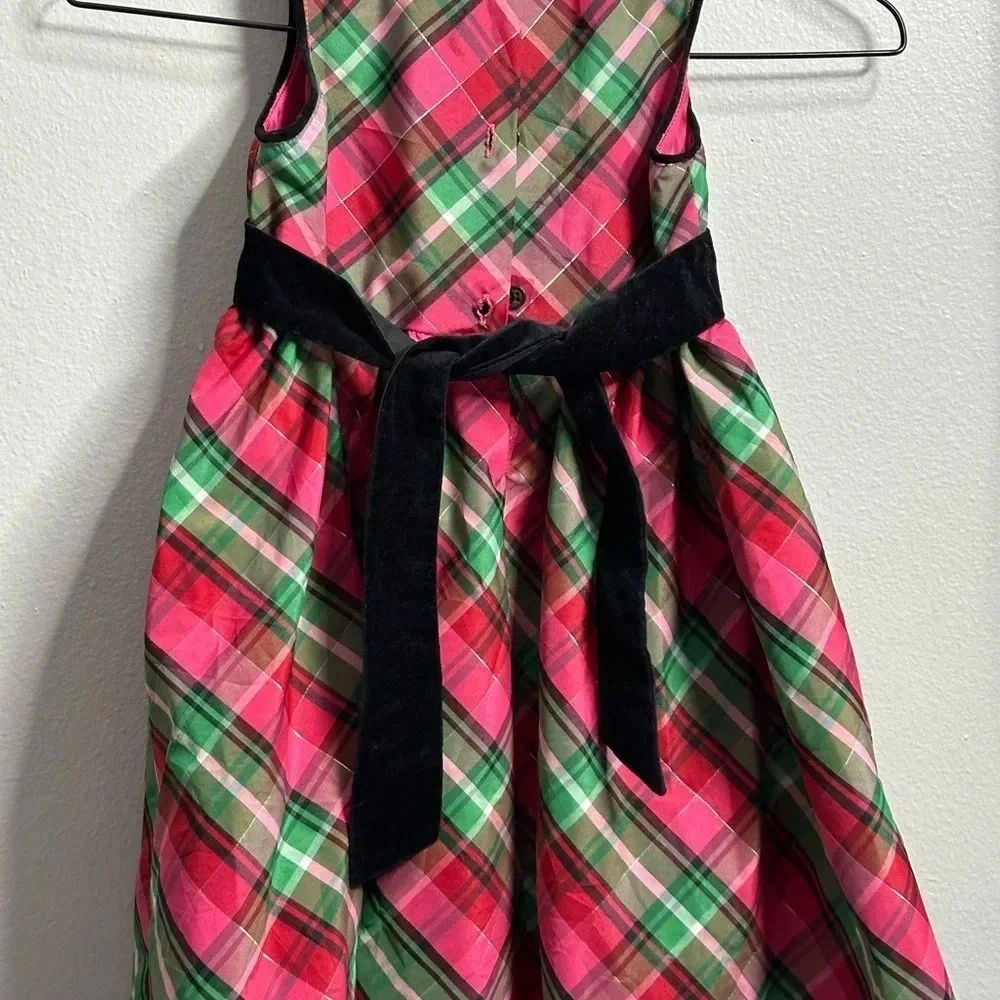 Oshkosh B’gosh Toddler Girl Party Holiday Red Sleeveless Plaid‎ Dress Size 4T.